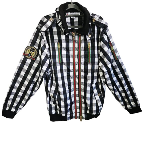 Brooklyn Basement Checkered Bomber Winter Jacket Punk Emo Ska Rocker Oversized - Picture 1 of 6